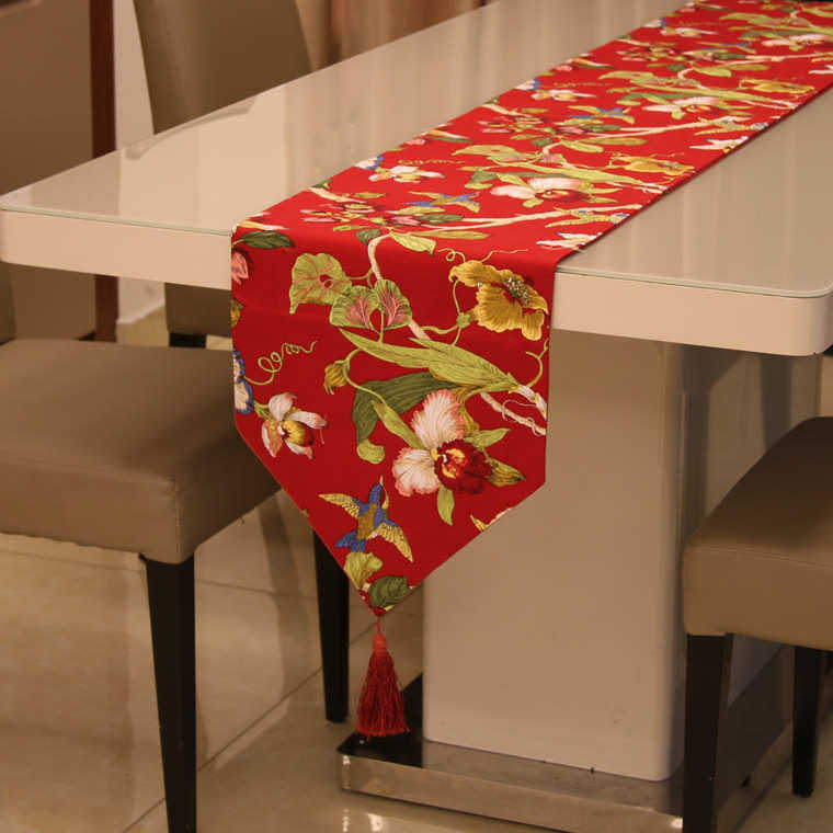 【3Q妈咪】竹节花鸟麻布新古典中欧式桌旗茶几旗床旗鞋柜巾,居家布艺,桌旗,淘宝优惠券,粉丝福利购,淘宝优惠卷