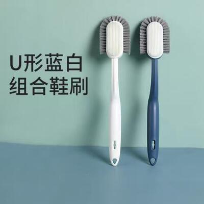 Long-handled shoe brush with soft bristles, designed for hom