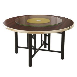 加厚大圆桌面板带转盘餐桌家用饭店酒店食堂饭桌子可折叠圆形餐桌