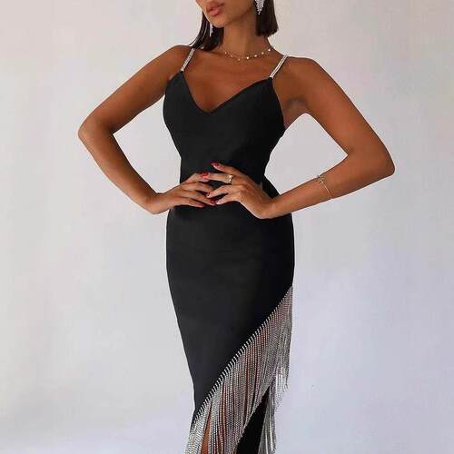 Tassel dress collar camisole dress