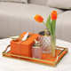 现代简约轻奢风橙色遥控收纳皮革纸巾盒茶几家用纸抽花艺托盘新品