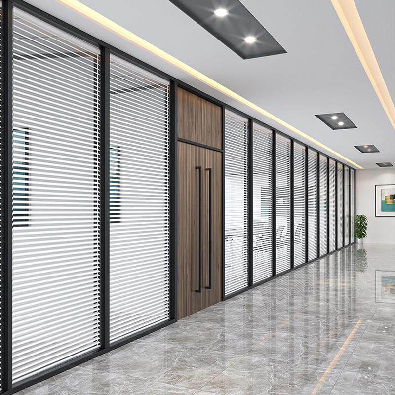辽宁沈阳办公室玻璃隔断双玻带百叶钢化玻璃铝合金高隔断墙厂家