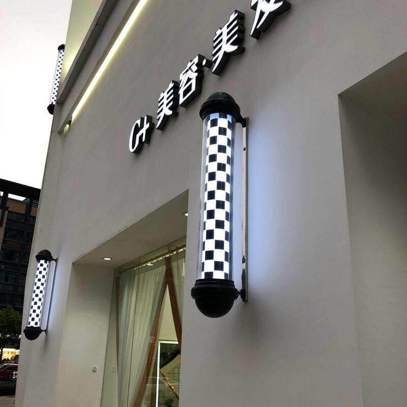 理发店LED圆形广告转灯美发转灯壁挂复古发廊灯箱户外挂墙防水