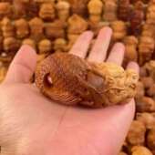 天然崖柏木雕鱼化龙手把件木质随身盘玩把玩家居饰品收藏汽车挂件