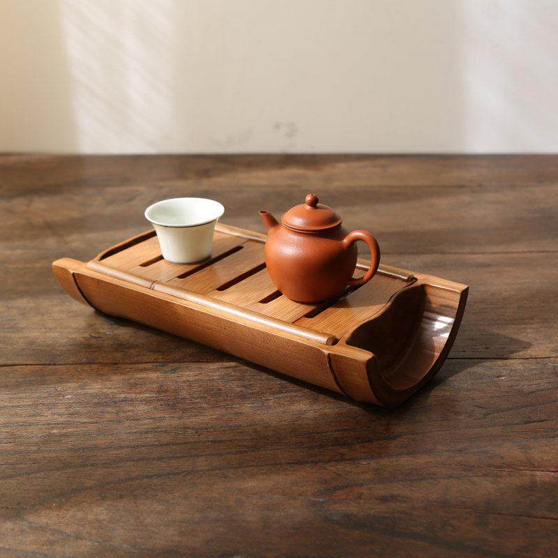 耕云 台湾原味竹茶盘 茶海茶台迷你储水式托 托盘 竹节杯托 托茶