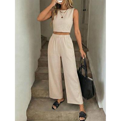 Women's Round Neck Two-Piece Set  Outfit  Casual Fashion