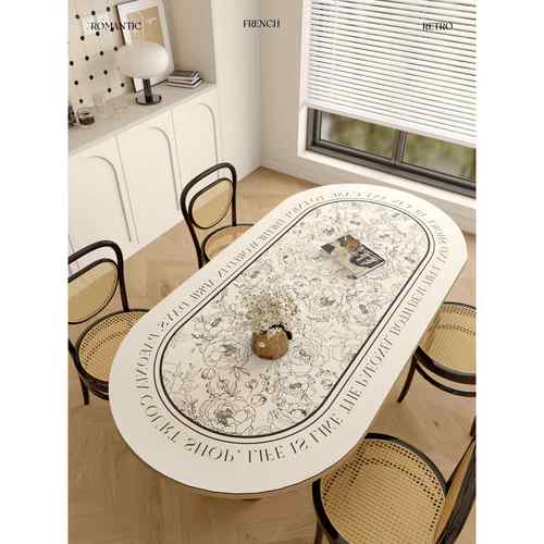 新款轻奢高感ns级风桌布防水防桌油硅胶免洗长椭圆形餐垫桌i面隔