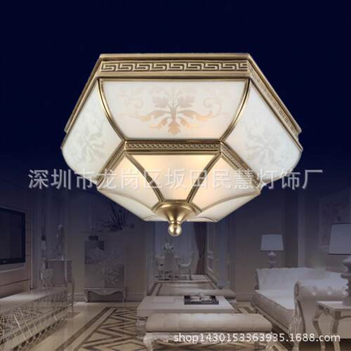 供应LED全铜焊锡灯欧式全铜吸顶灯全铜玻璃吸顶灯