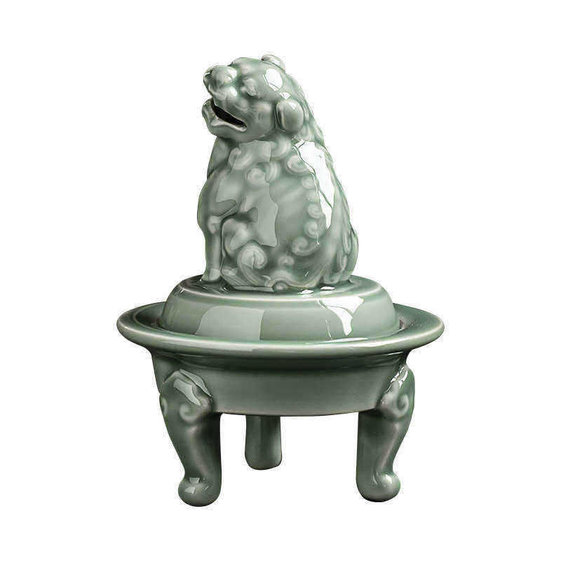 宜室茶话越窑青瓷祥狮香炉陶瓷香薰炉神兽中式家用摆件香炉香插器,餐饮具,茶道/香炉,淘宝优惠券,粉丝福利购,淘宝优惠卷