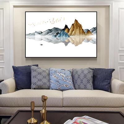 新中式山水水墨画客厅装饰画玄关入户挂画现代轻奢餐厅挂画单幅