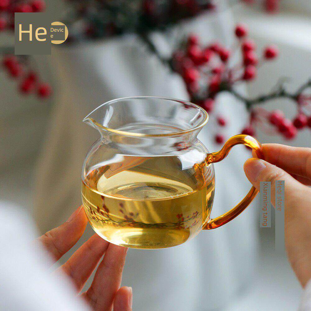 禾器炫彩高硼硅玻璃公道杯手工和器圆满茶海230ml 手工玻璃公杯