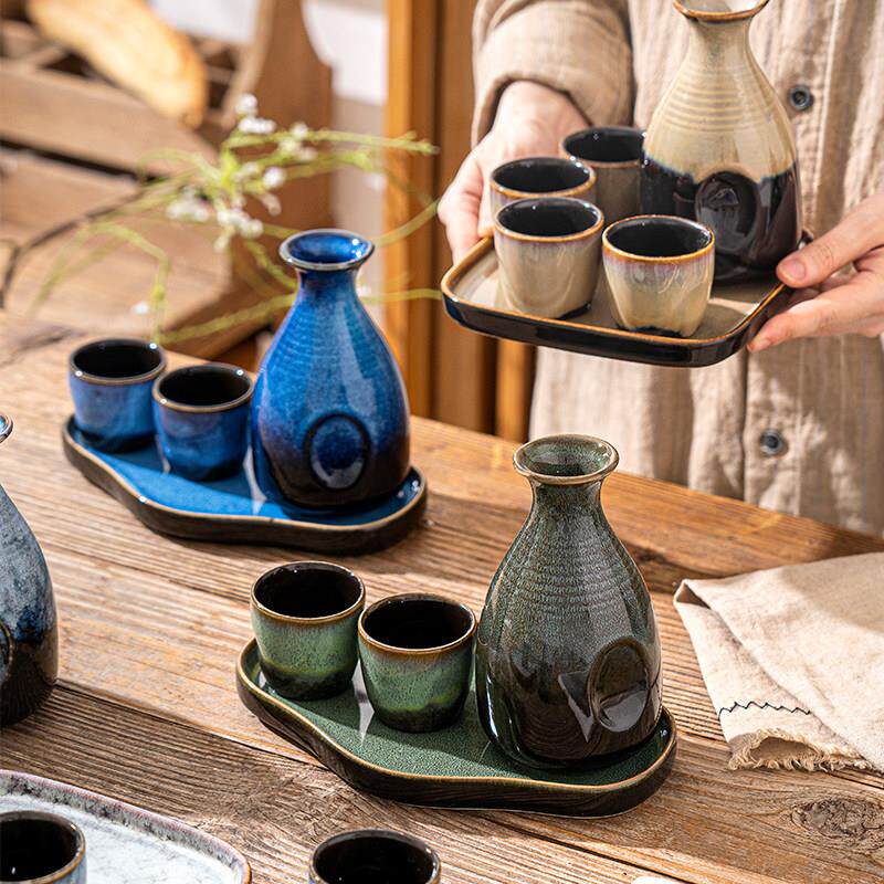 日式窑变陶瓷清酒酒具组套温酒器烧酒白酒杯黄酒烈酒小酒盅分酒器