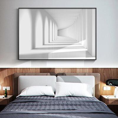 必画欧风格客厅装发饰画北立术体几何回廊JSL-253沙背景墙画白色