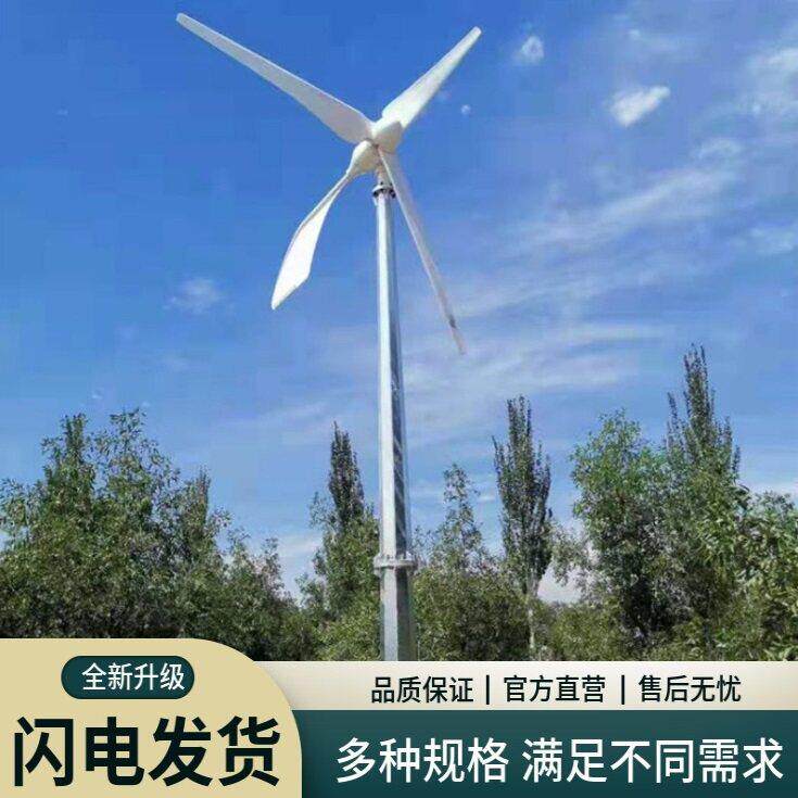 厂家直销3叶片水平轴风力发电机家用带家电山区海边微风并网家庭