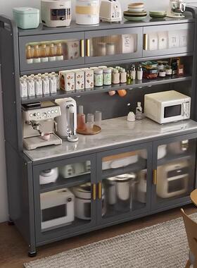 岩板餐柜厨地房置物架落多层收纳餐柜能微波炉烤箱切菜边碗93295