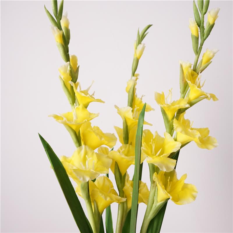 彷真花剑兰手感胶花欧式餐桌手感软胶落地插花摆件婚庆造景装饰品