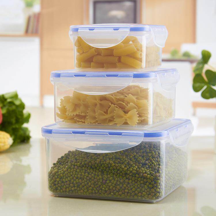 新款直销正方形保鲜盒三件套装 塑料食品保鲜盒 冰箱储物盒