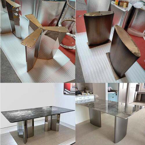 定制不锈钢桌腿岩板支架大理石家具奢石金属餐桌家用底座铁艺轻奢