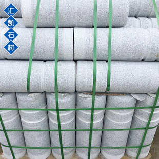 灰色花岗岩挡车柱 拦路障碍石墩路障挡车人行道圆柱石 北方异型石