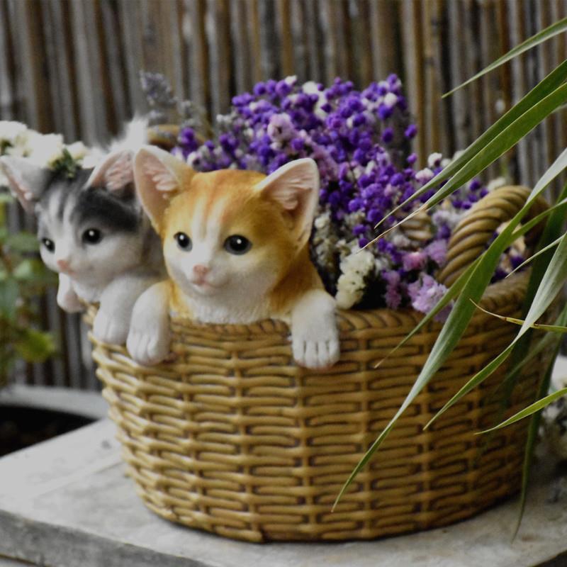 创意可爱小猫钥匙收纳摆件家居客厅玄关顶楼阳台花盆花园装饰品