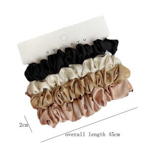 4pcs Silk Pure Scrunchie Skinnies Set Small Bow Ties Hair