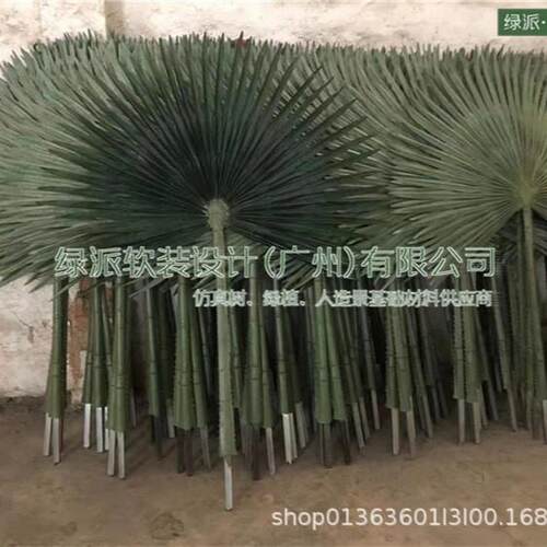 仿真棕榈叶 人造绿色老人葵叶 室内环境美化仿真棕榈树叶扇葵树