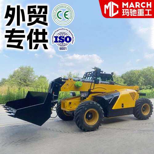 跨境伸缩臂装载机建筑工地用集装箱装卸叉装车内燃式可伸缩臂铲车