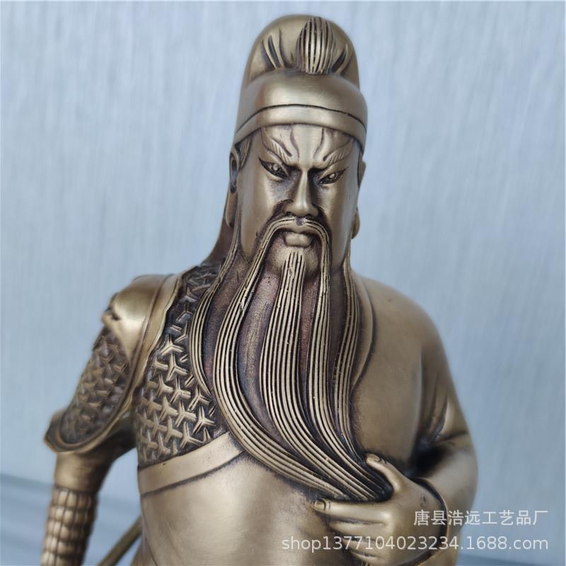 纯铜五令旗关公像雕塑 关公铸造厂家 大型落地关二爷神像摆件