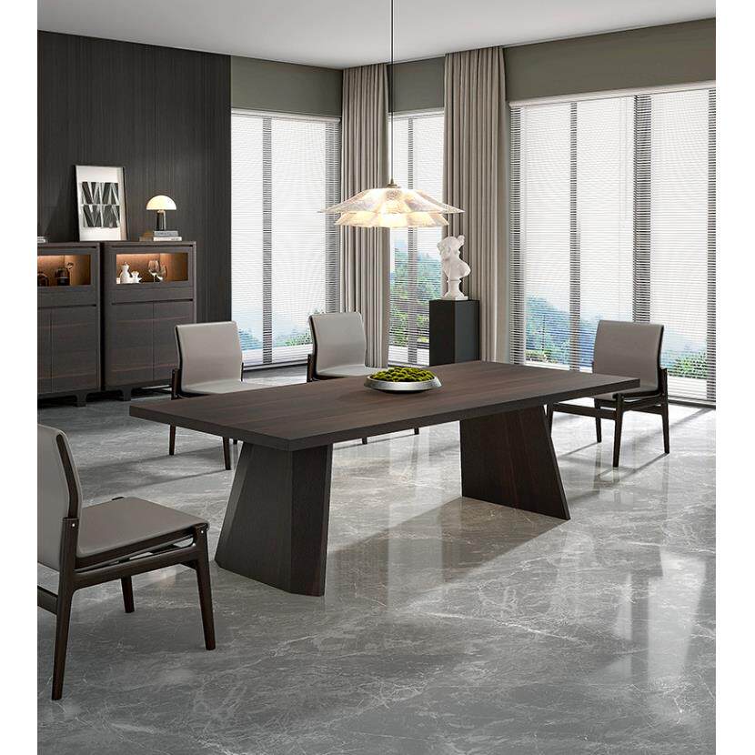 原木意式极简餐桌简约现代长方形家用桌轻奢实木会议办公长桌书桌