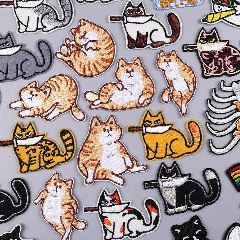 Funny Cat Patch Animal Embroidery Patch Iron On Patches DIY