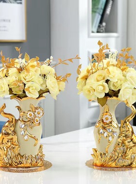 欧式陶瓷台面花瓶客厅插花电视柜摆件创意摆设干花花瓶装饰品