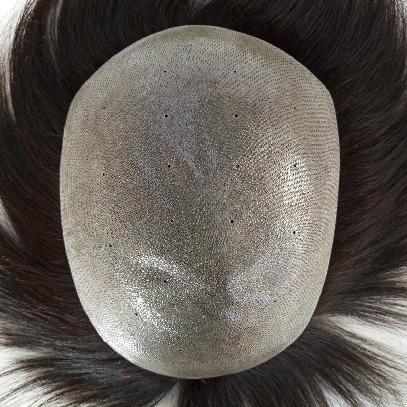 生物头皮假发男 PU生物膜 男士头顶补发片真发 地中海补发片粘式
