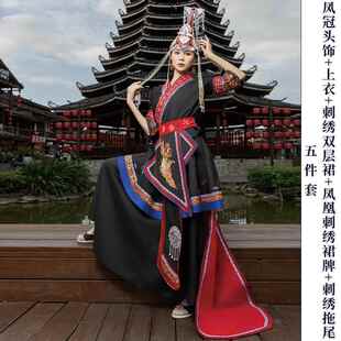 正品新畲族装女少民族服饰成人高传统盛装刺数绣凤冠舞蹈演出服长