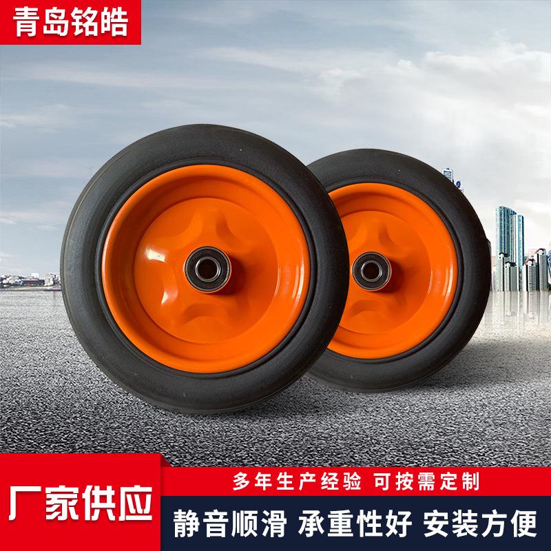 现货300-8胶粉实心轮直纹橡胶 手推车轮胎免充气静音老虎车脚轮