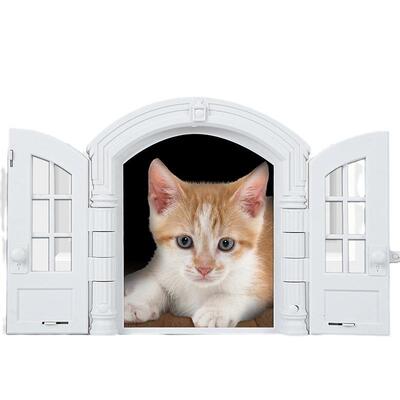 French Cat Door法式双开门猫门无翻盖门档宠物门猫门小狗门洞