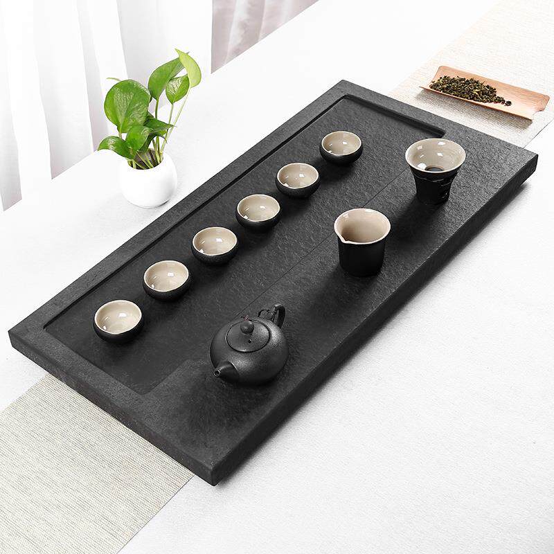 乌金石茶盘天然家用简约原石茶具茶台排水干泡台茶海厂家