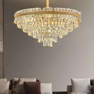 轻奢水晶吊灯高端大气客厅主灯现代简约别墅复式楼广东中山灯具