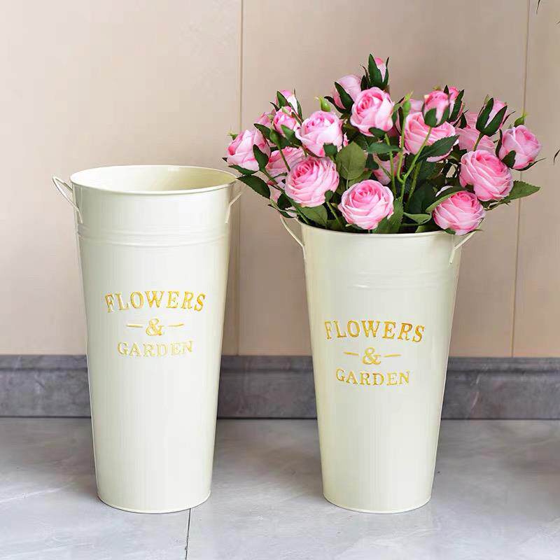 官方旗舰店正品醒花桶美式家用插花桶花店鲜花桶铁皮桶深水桶养花