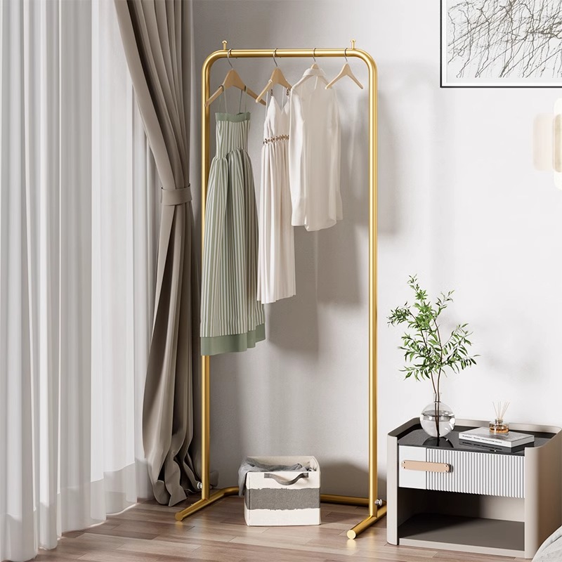 晾衣架落地家用卧室挂衣架室内阳台单杆凉晒衣服宿舍简易衣帽马小