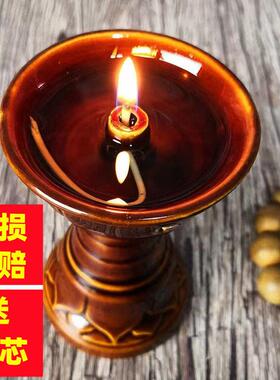 酥油灯用油灯神灯家用烛台长明供佛氛围复古清油灯煤油灯灶灯菜油