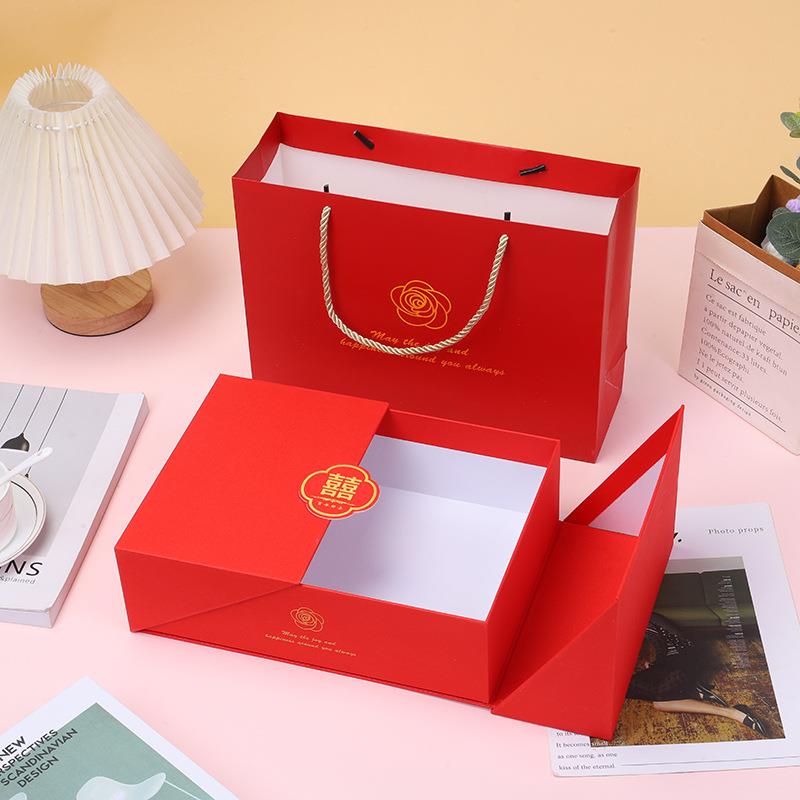生日礼物盒子高级感礼品盒红色包装盒结婚伴手礼盒空盒母亲节大号