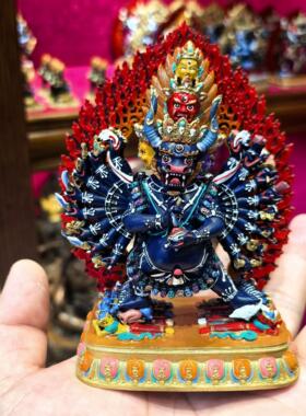 彩绘铜制佛像摆件大威德金刚十三尊 手工制作佛堂桌面独雄佛像祝