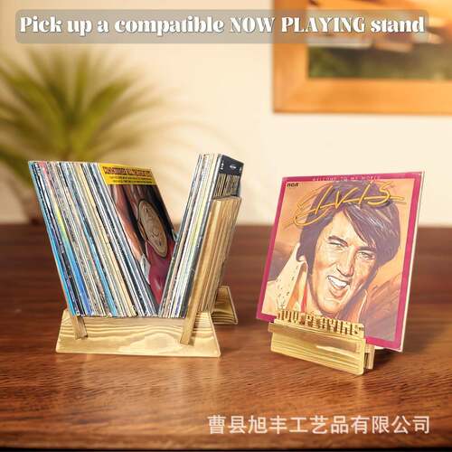 实木烧色唱片架可拆卸专辑展示架木质桌上明星光盘支架黑胶唱片架