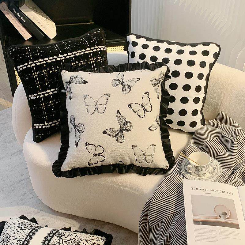 北欧风雪尼尔抱枕轻奢客厅沙发腰枕靠枕四季卧室床头靠垫可拆洗枕