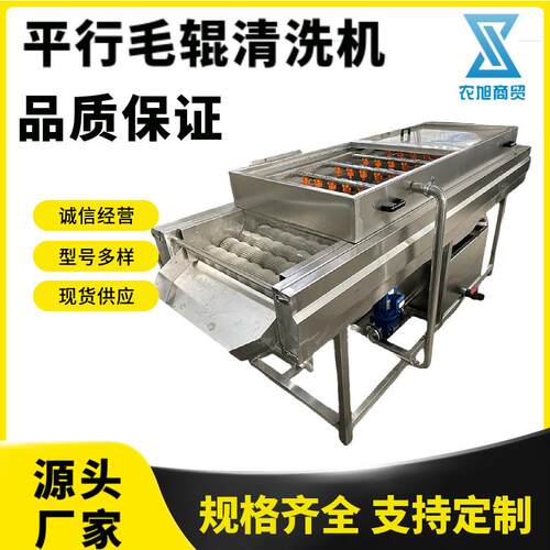 商用平行毛辊清洗机海蛎子去泥沙清洗设备根茎类果蔬去杂抛光机