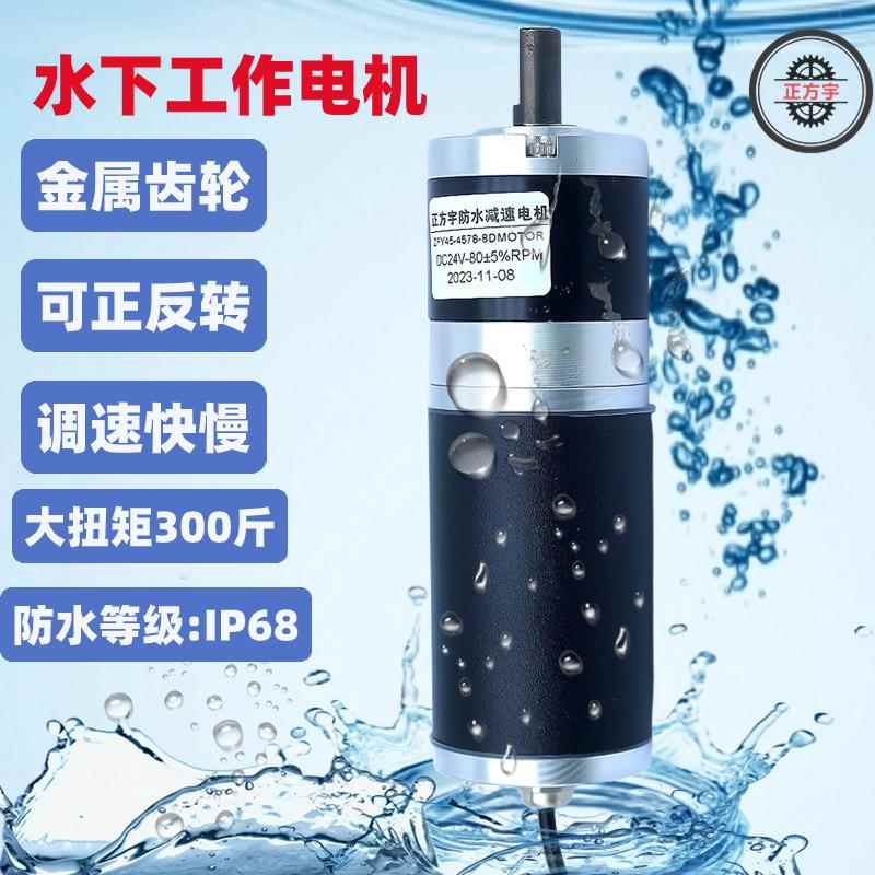 45行星IP68防水电机防尘防腐水下直流减速正反转调速快慢24V电机