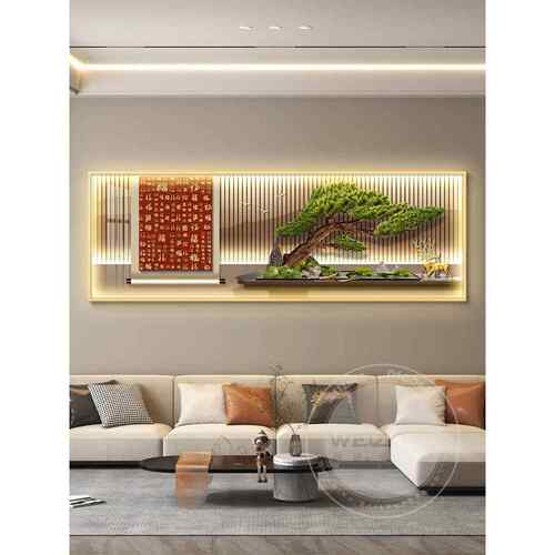 led灯轻奢客厅装饰画沙发背景墙挂画壁画简约现代高级感