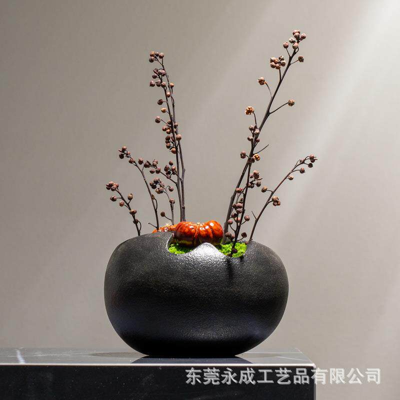 新中式青苔鲜苔盆栽样板房软装饰品客厅变茶几摆件洽谈桌面仿真盆