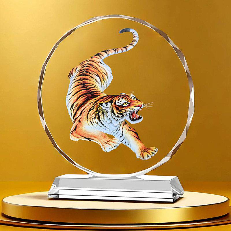 十二生肖水晶画摆件吉祥物全套桌面装饰虎狗兔鼠马工艺礼品摆饰摆