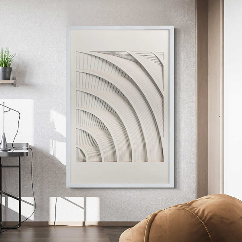 现代简约客厅装饰画样品房实物装置画立体雕刻挂画法式轻奢玄关画